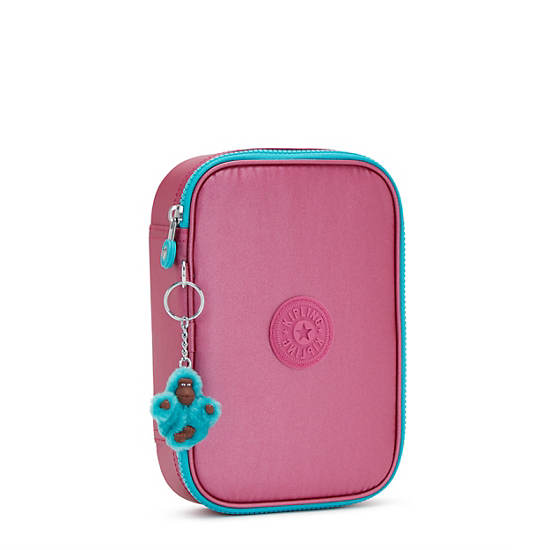 Kipling 100 Pens Metallic Case Bags Fresh Pink Metallic | AU 1888IL